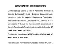 COMUNICADO 001-2021-PROCOMPITE